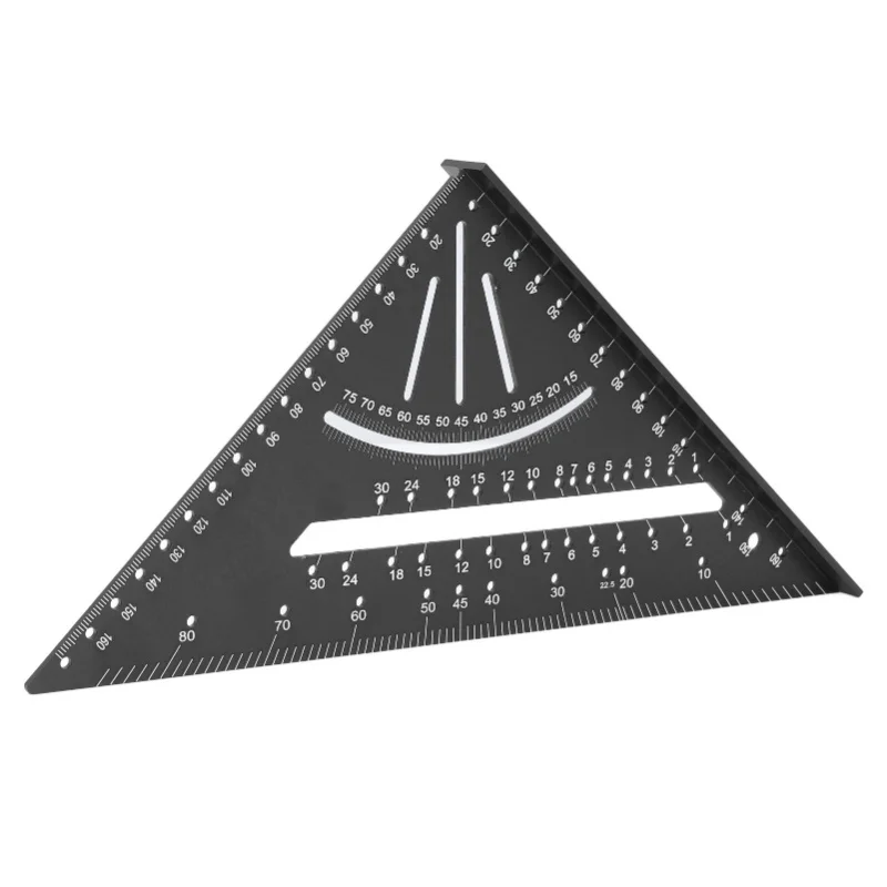 Aluminum Triangle Ruler Clear Accurate Scales 30° 45° 60° Metric 90° Right Angle Ruler For Woodworking Black/Red