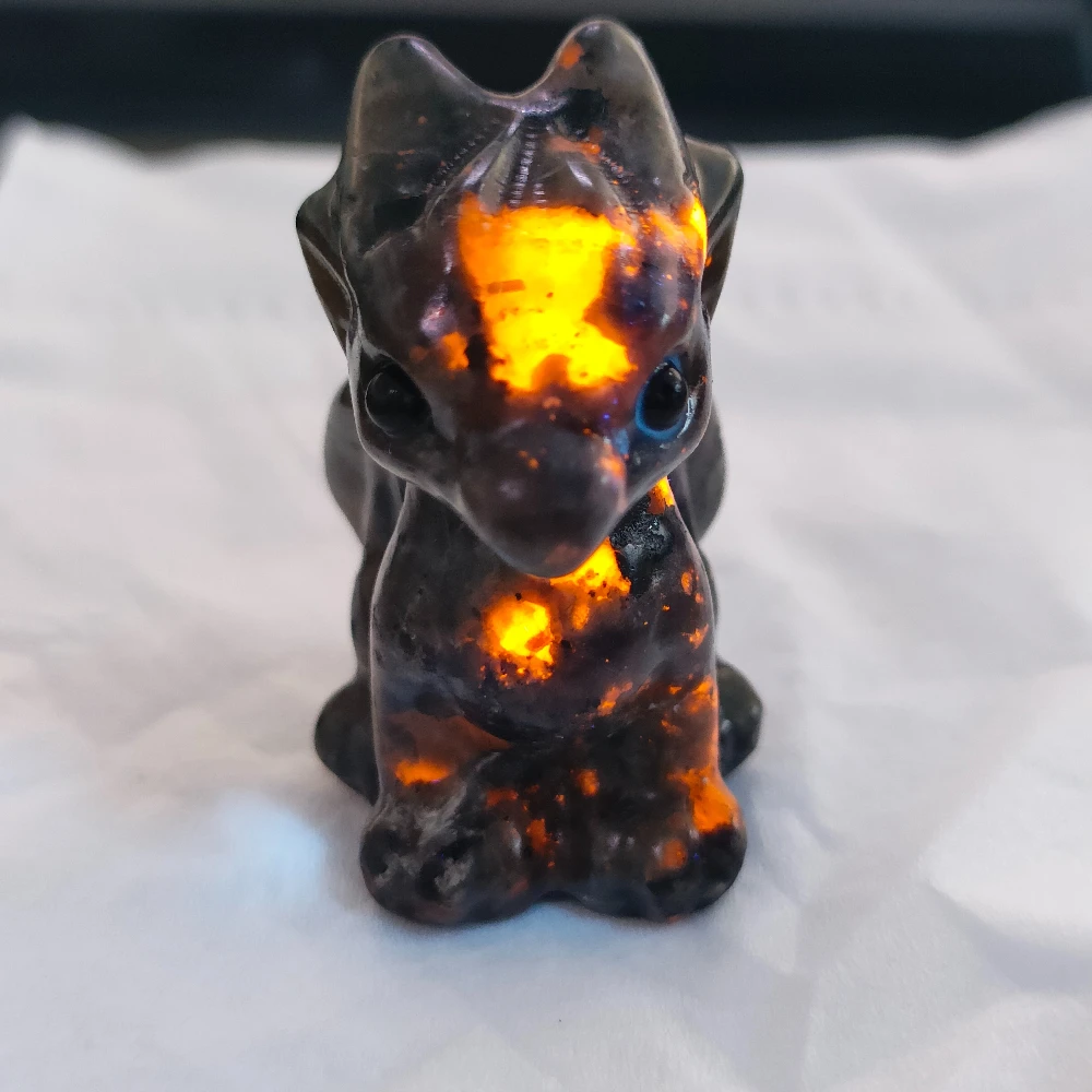 Natural Yooperlite Stone Hand Carved Baby Dragon Figurine Home Desktop Decoration Collectible Craft Souvenir Gift