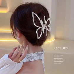 Pearl butterfly hair grab temperament shark clip