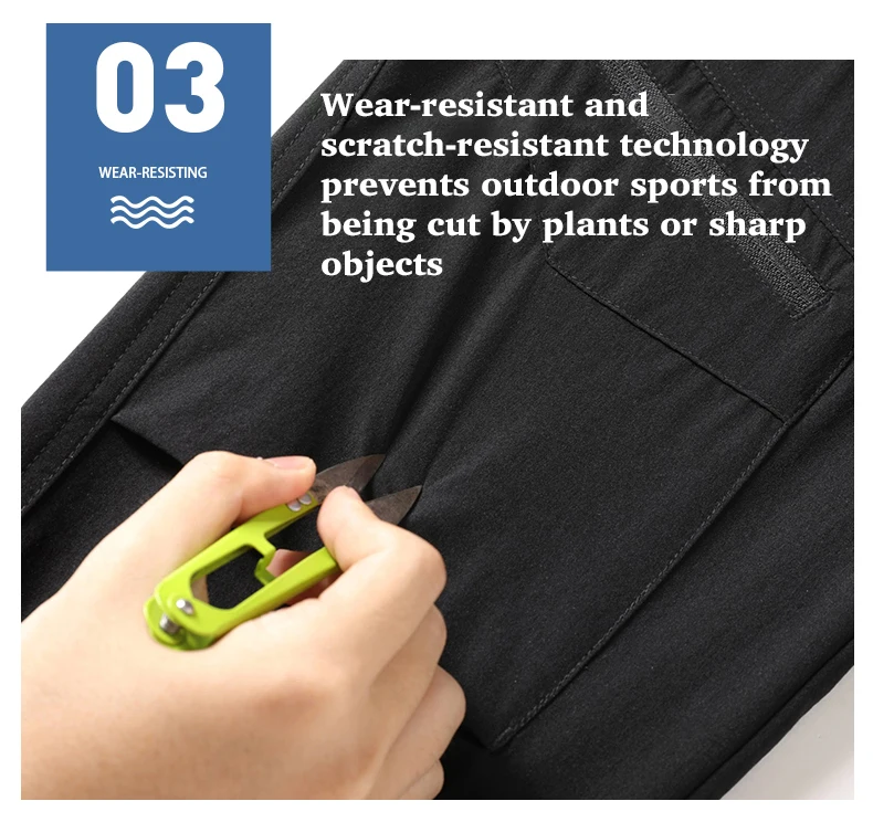EUMERGX Herren-Sommer-Wanderhose, schnell trocknende, wasserdichte Cargohose, Outdoor-Stretch-Berghose für Camping, Klettern – Detail 11