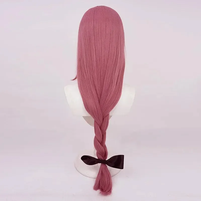 Bocchi The Rock Hiroi Kikuri peluca de Cosplay rojo claro sintético trenzado peluca larga y recta Anime Coser Linda chica peluca de Halloween