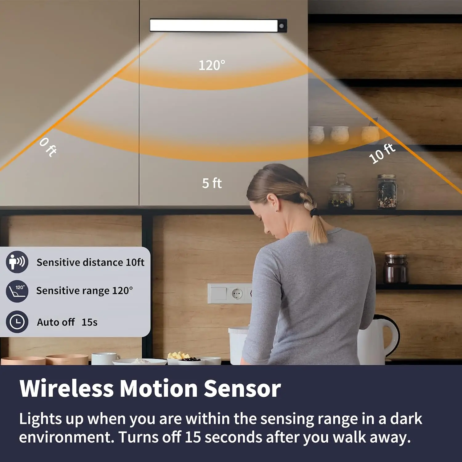 Night Light Motion Sensor LED USB Rechargeable 1000mAh Battery Cabinet Lamp 3 Colors Dimming For Bedroom Kitchen Light