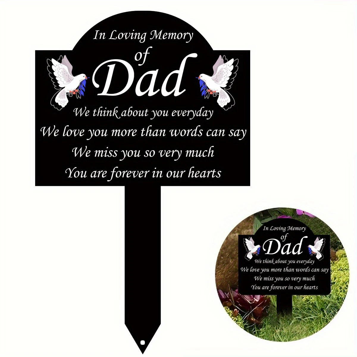 1pc Grave Marker Tombstone - Dad's Sympathy, Metal Cemetery Plaque with Memorial Stake for Father's Day, Outdoor Burial Site
