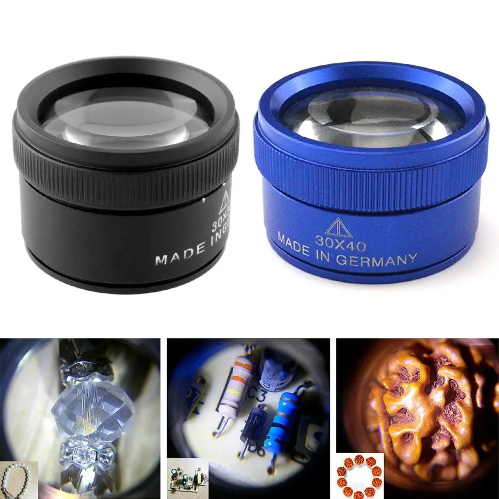 For Coins Stamps Jewelry Lupe 30x 40mm Mini HD Magnifier Microscope Glass Lens Loop Measuring Magnifier