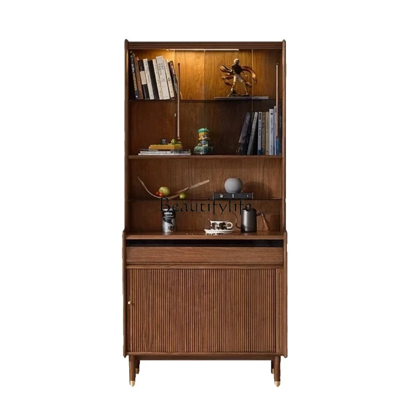 

Nordic Simple Solid Wood Home Display Cabinet Black Walnut Sideboard