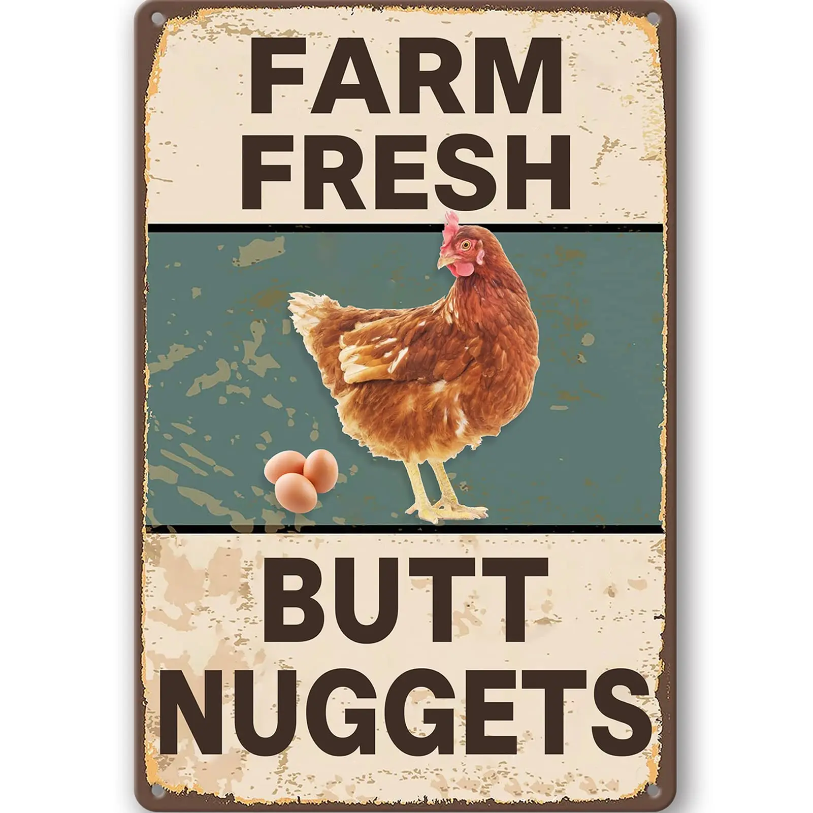 

Vintage Metal Signs Chicken Coop Signs for Farm Yard Decor, Farm Tin Signs for Home Kitchen Outdoor Decor, Fresh Butt Nuggets -