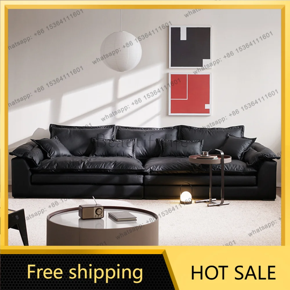 LSLuxury Queen Leather Sectional Sofa Nordic Design Chic Living Room Lounge Furniture Stylish Patio Home Decor Muebles Home De