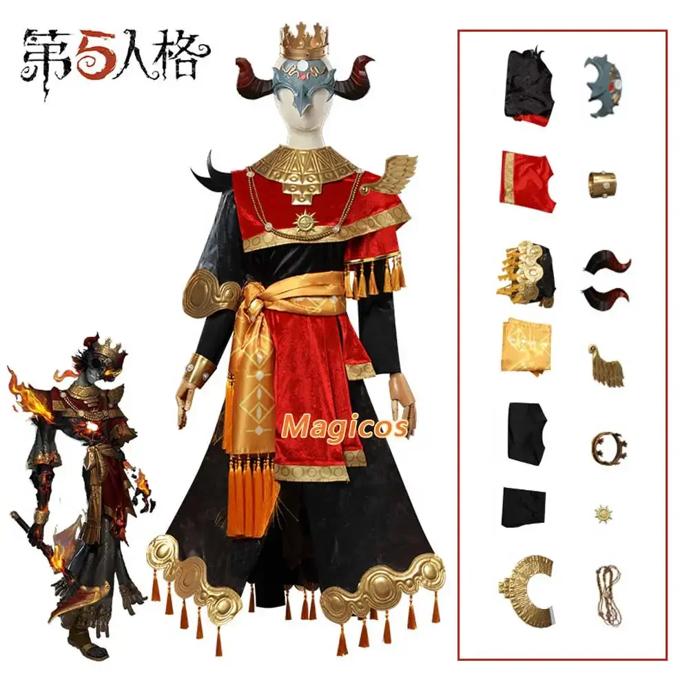 Game Identity Ⅴ Norton Campbell Cosplay Costume Prospector Fools Gold Blazing Flame Cloak Uniform Man Halloween Roleplay Suit