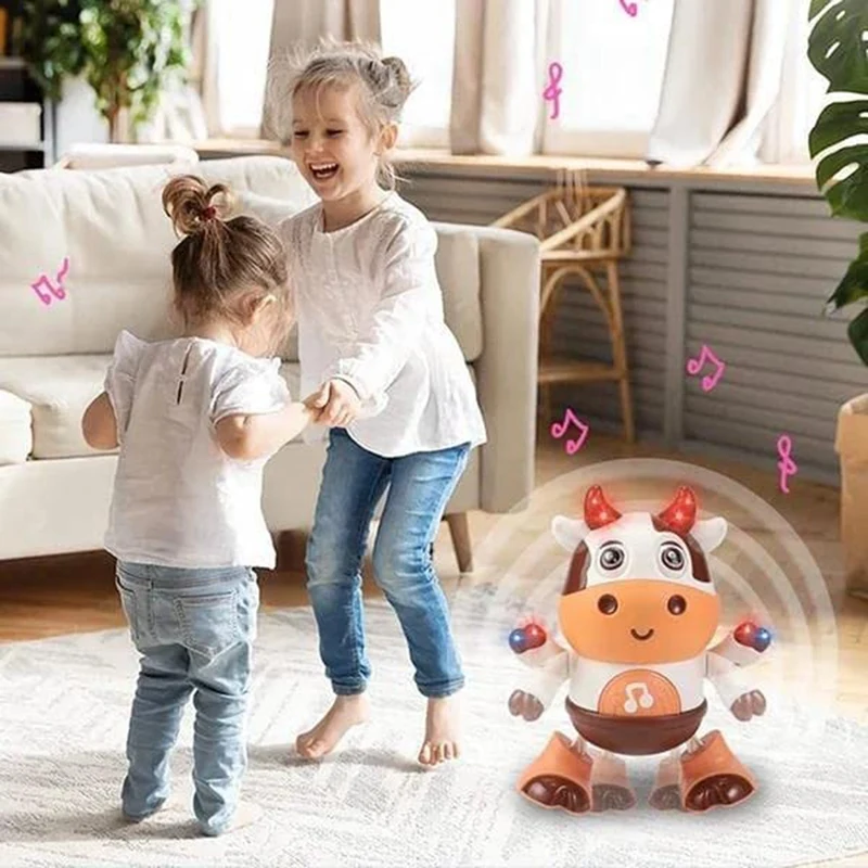 Brinquedo Vaca Musical com Música e Luzes LED para Bebês, Brinquedos Interativos Educativos, Dança e Caminhada