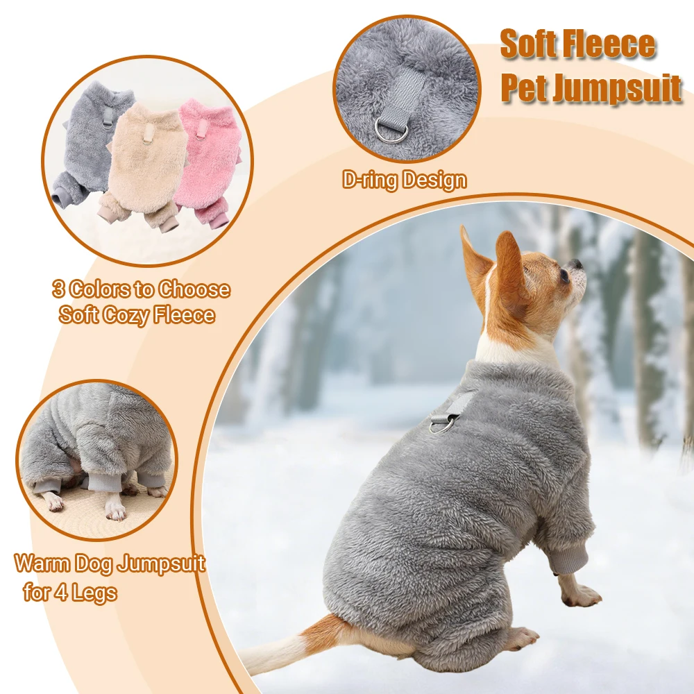 Winter Warme Fleece-Hundekleidung Pyjamas Niedlicher Weicher Gemütlicher Haustier-Jumpsuit für Kleine Mittelgroße Hunde Welpen-Mantel für Chihuahua Beagle Bekleidung – Detail 11