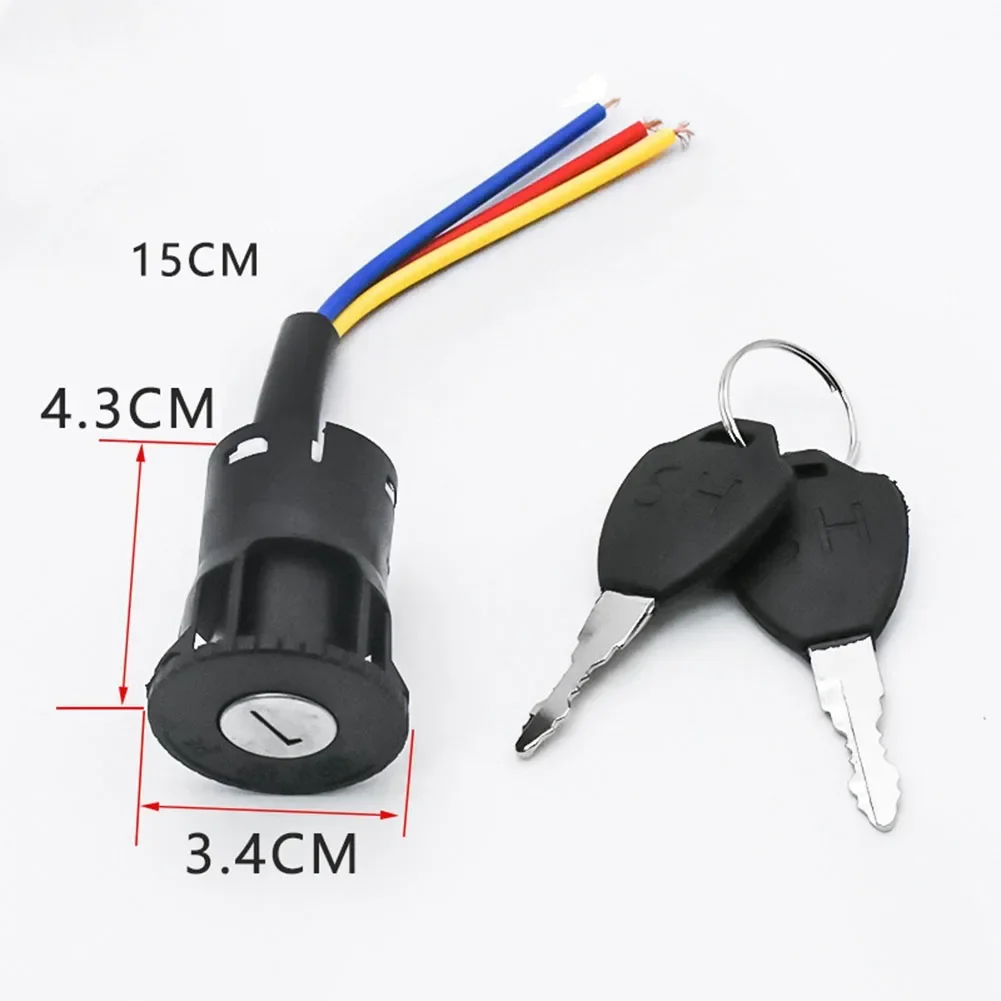 Ignition Key Switch 3 Wire Position For Electric Scooter E-Bike Lock Key Electric Vehicle Power Lock Accessories     N E W