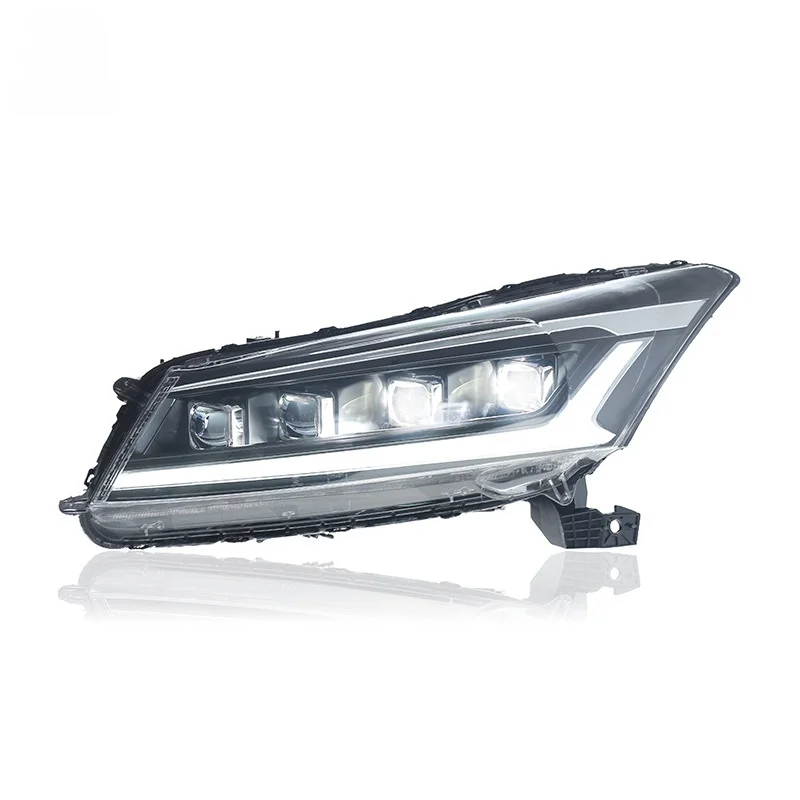 For 08-13  Accord 8th Generation Headlight Assembly Modified  LED Lens Daytime Running Light Flowing Turn Signal