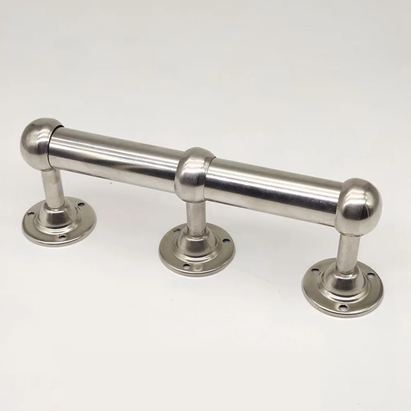 304 Stainless Steel round Head Seat for Towel Clothes Drying Rack Curtain Rod Base Fixed Support Single Pole Tube Cover Method