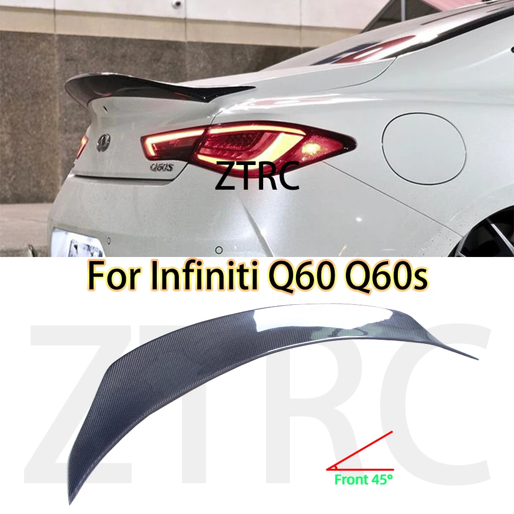 Car Spoiler For Infiniti Q60 Q60s CT1 Style Real carbon fiber material Rear Spoiler Trunk wing 2013-2024