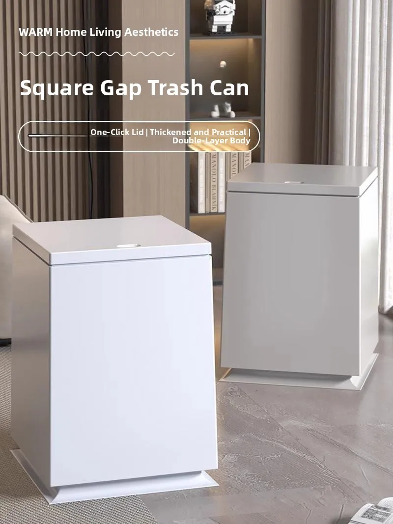 

Square Home Tra Can 2025 New High Aesthetic Value Ins Cover Bedroom Kitchen Living Room Batoom Toilet Paper Basket
