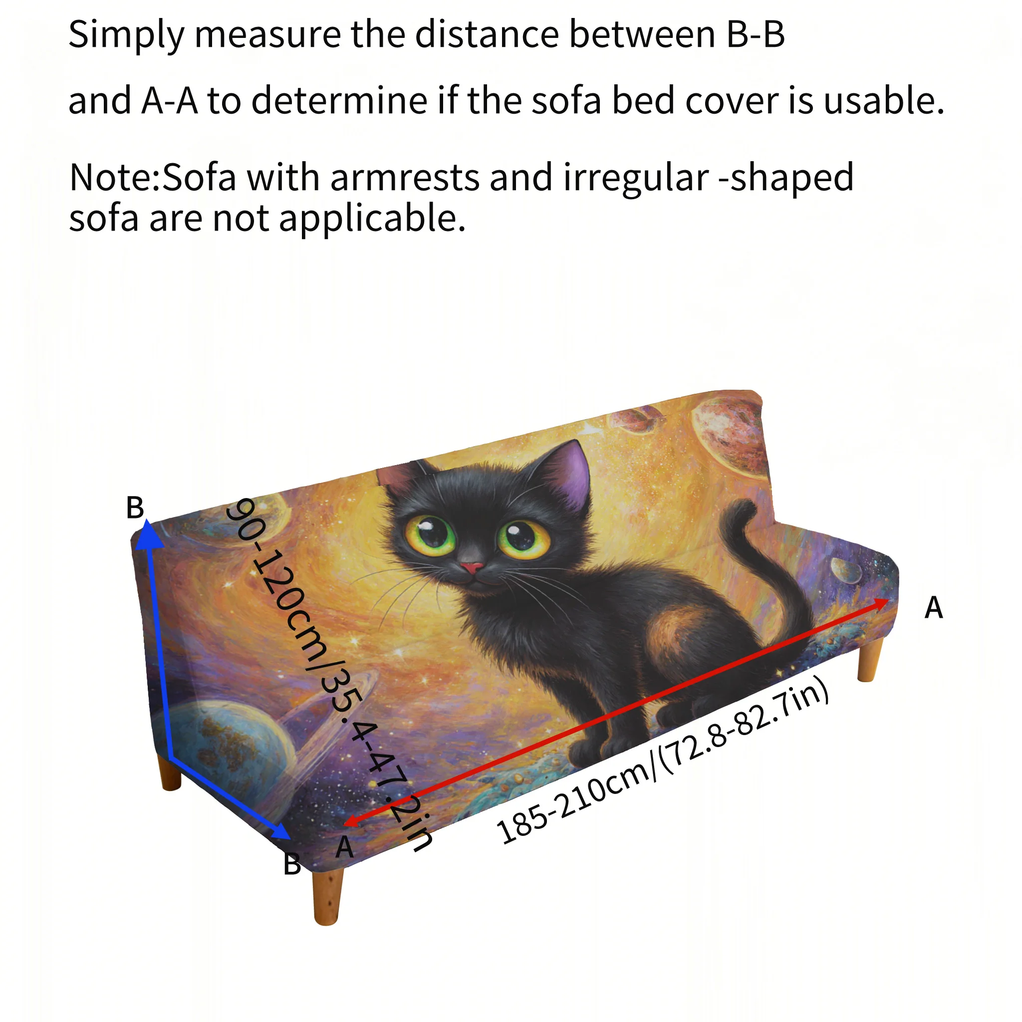 All-inclusive elastic anti-grab sofa bed cover, fantasy starry sky cat sofa bed cover, easy installation and machine washable