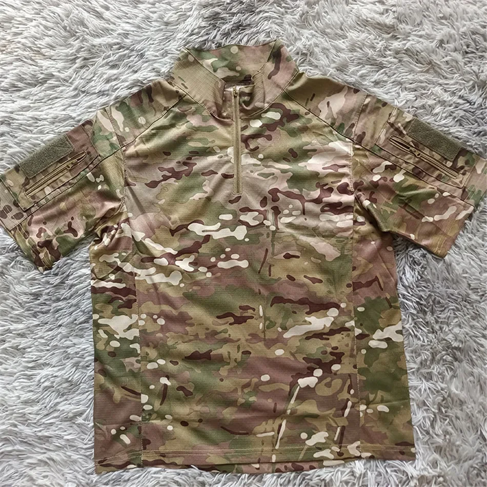 Summer Breathable Quick Drying Men's Tactical t shirt Outdoor Hiking Hunting Camping Half Sleeved Camouflage Multipocket T-shirt