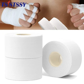 1 Roll Athletic Tape In White Cotton Sports Tape Adhesive Elastic Bandage Knee Wrist Ankles Muscle Support- Easy Tearing
