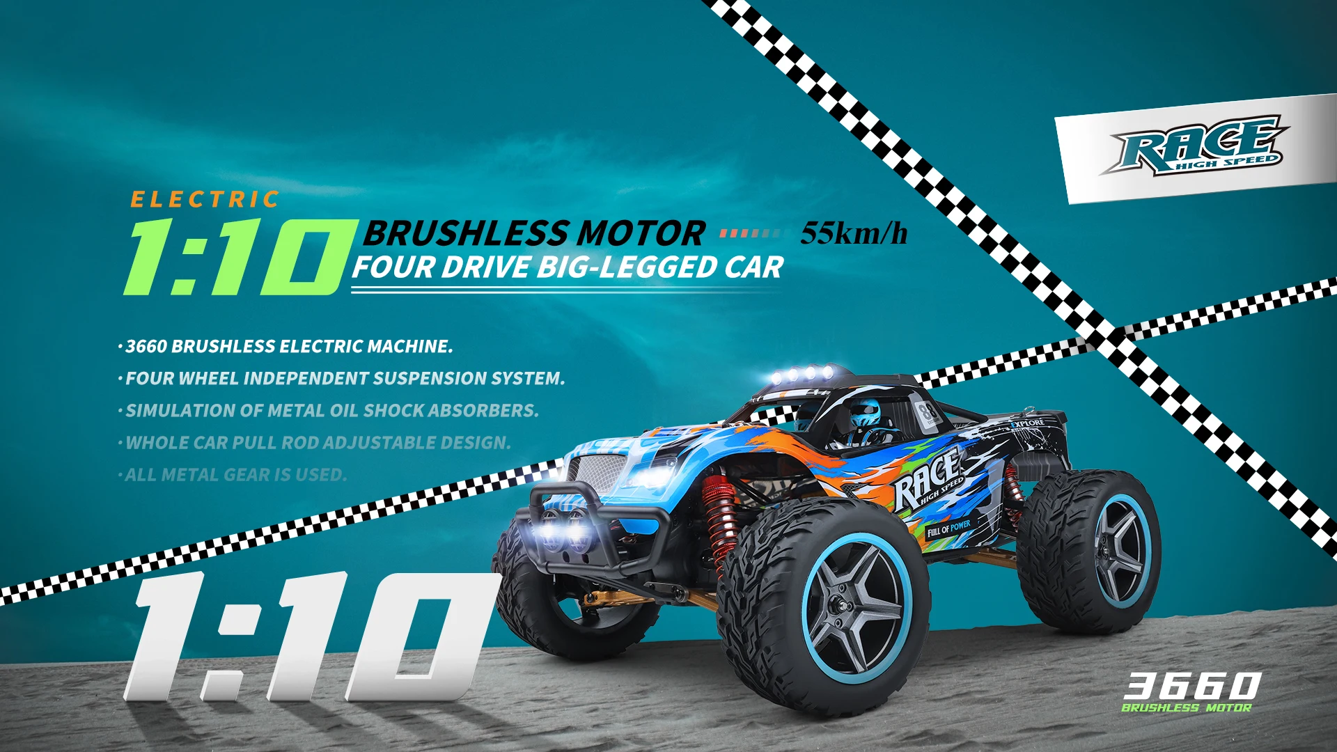 Wltoys 104018 104019   1/10 RC Car 4WD 55KM/H Bezszczotkowy pilot zdalnego sterowania 2.4G Szybki samochód wyścigowy terenowy Drift PRO Alloy