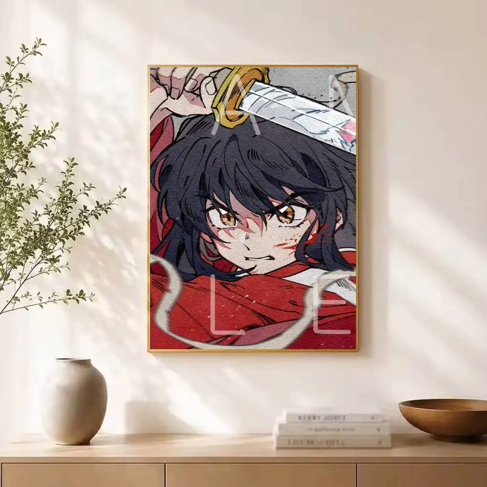 Anime I-INUYASHA Poster Waterproof Wall Art Sticker For Bar Living Room Vintage Decor High Quality Print Gift