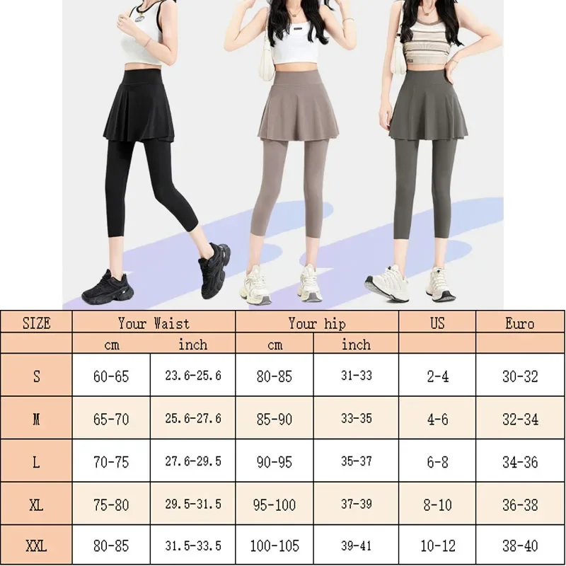 PofyBofy with Pockets Skorts Leggings Golf Skirt Pants 2 in 1 Workout Cropped Legging Tennis Skirted Leggings Gym Fitness Tights