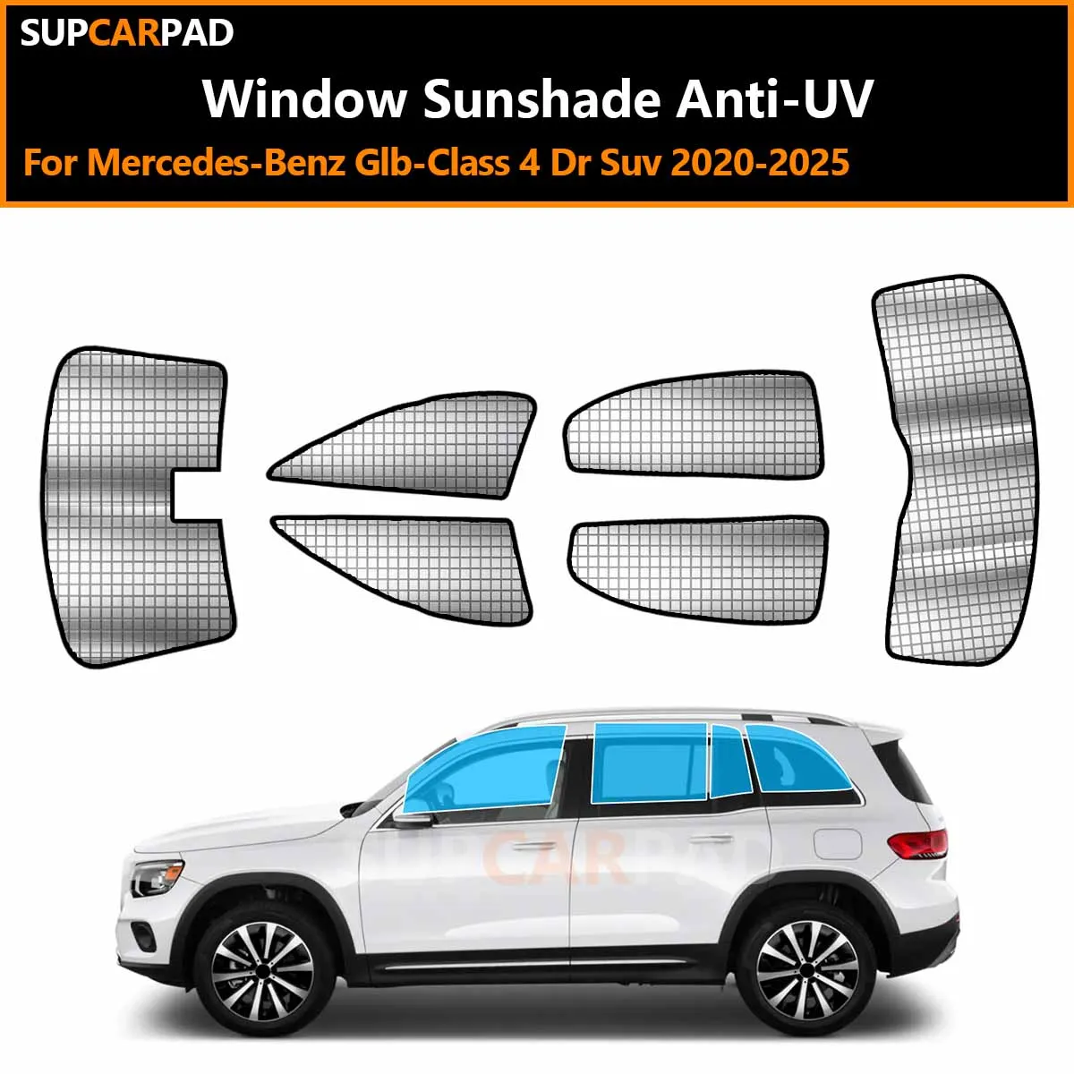 

Для Mercedes-Benz GLB-Class 4-дверный внедорожник 2020-2025: Индивидуальные солнцезащитные шторки на окна автомобиля, анти-УФ, козырьки-накладки на окна, аксессуары