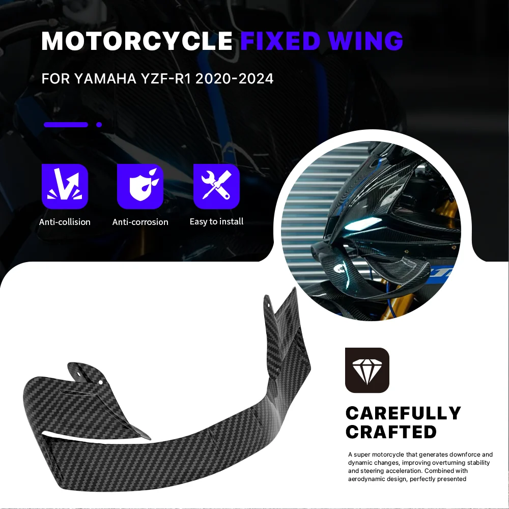 

Motorcycle Aerodynamic Fixed Wing Spoiler For YAMAHA YZF-R1 YZFR1 YZF R1 2020-2024 Side Wing Winglet Windshield Wing Aileron