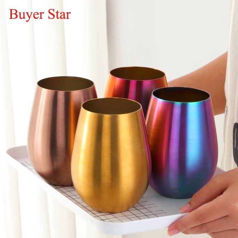 

500ml Gold Stainless Steel Beer Cup Drinkware Tumbler tableware water Cup Outdoor Tea Coffee Cocktail Drinking Mugs Metal Cups