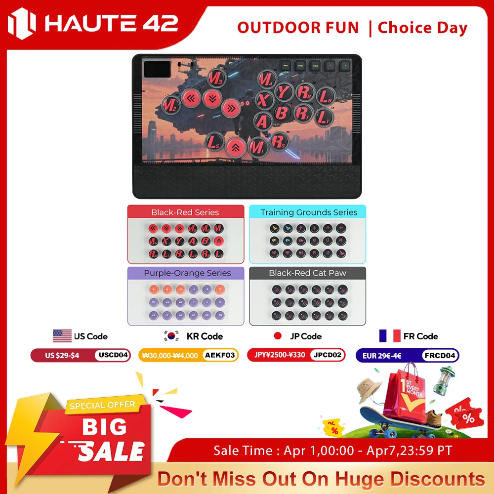 

Haute42 24MM Hitbox Button Caps PBT Dye-Sublimation Printing Cross Keycaps For HautePad C-AT Leverless Controller 18PC 4 Styles
