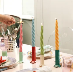 Boowan Nicole Taper Candle Silicone Mold Handmade Winding Spiral Candle Mould DIY Candle Making Supplies