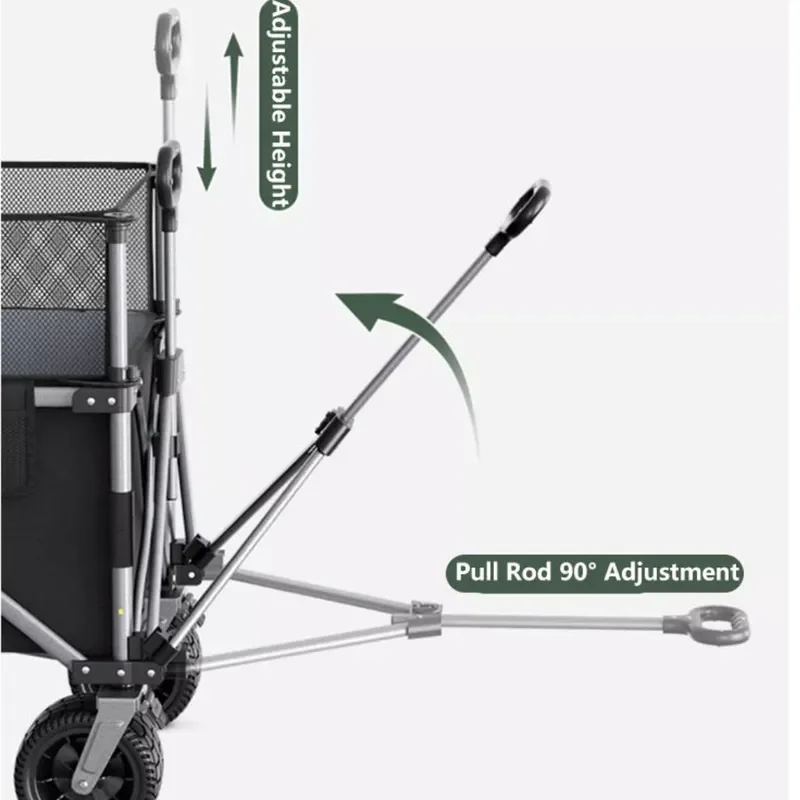 Heavy Duty Metal Folding Camping Wagon Outdoor Picnic Cart Portable Garden Trolley for Beach Travel Light Weight Collapsible