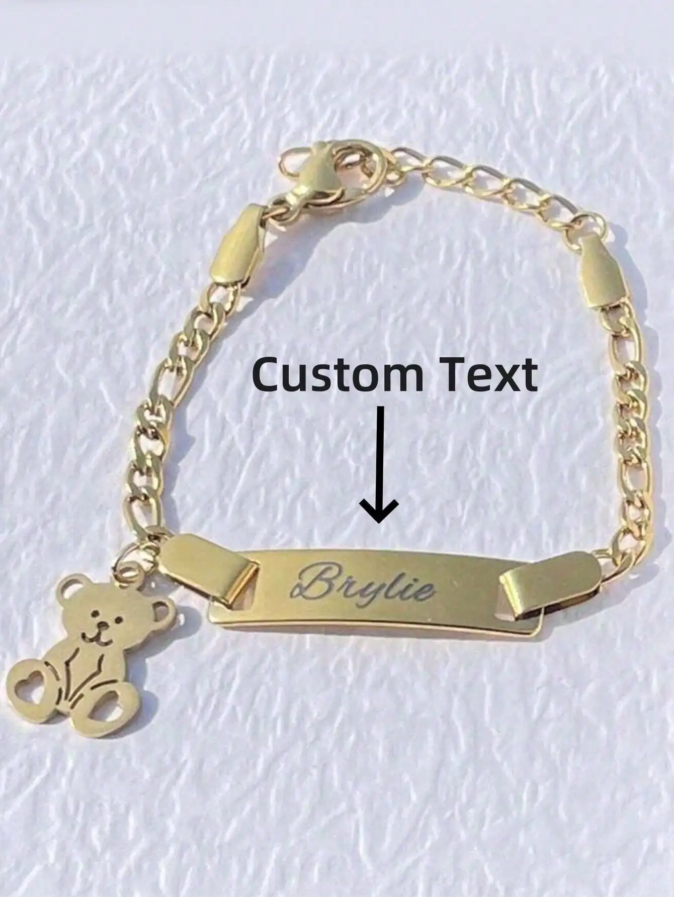 1 piece of customizable lettering stainless steel teddy bear bracelet  elegant fashionable, colorful, cute, casual, personalized