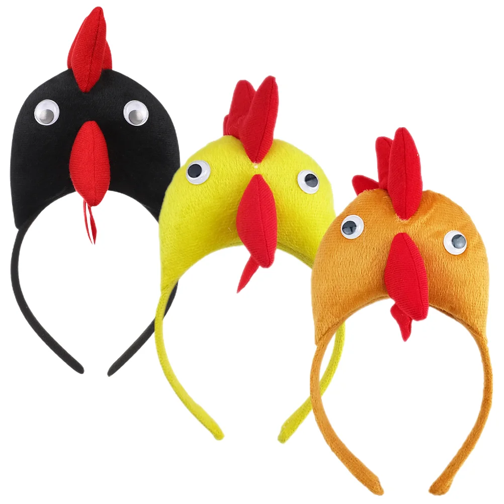 

3 Pcs Headband Chick Beak Chicken Hair Hoop Rooster Headpiece Headwear For Cosplay Easter Hoops Headdress