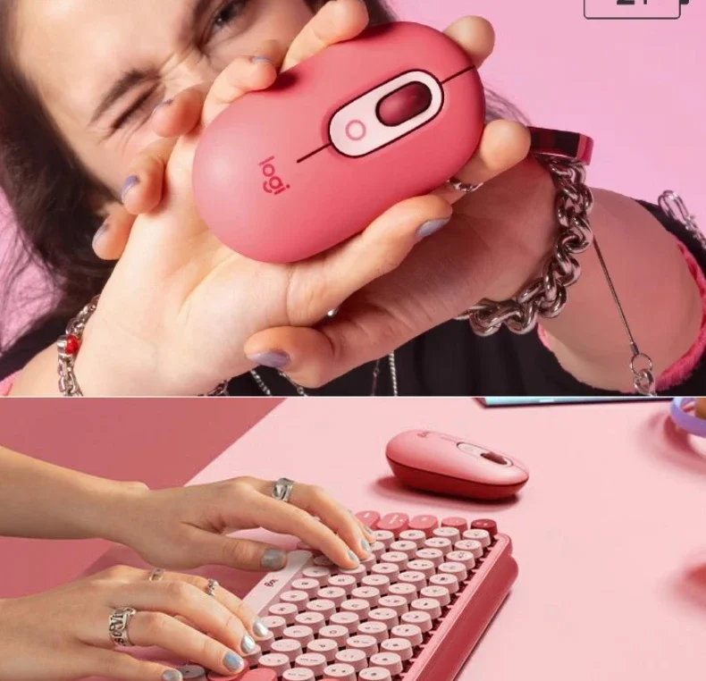 Logitech POP Mouse wireless Bluetooth light tone mouse is small and cute, easy to carry