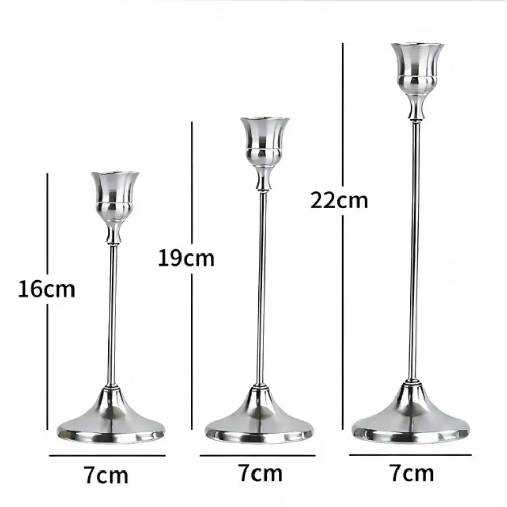 3PCS Vintage Metal Aluminum Candle Holder Tabletop Placement Set Design Candlestick Holder Dining Decor Candle Stand Home