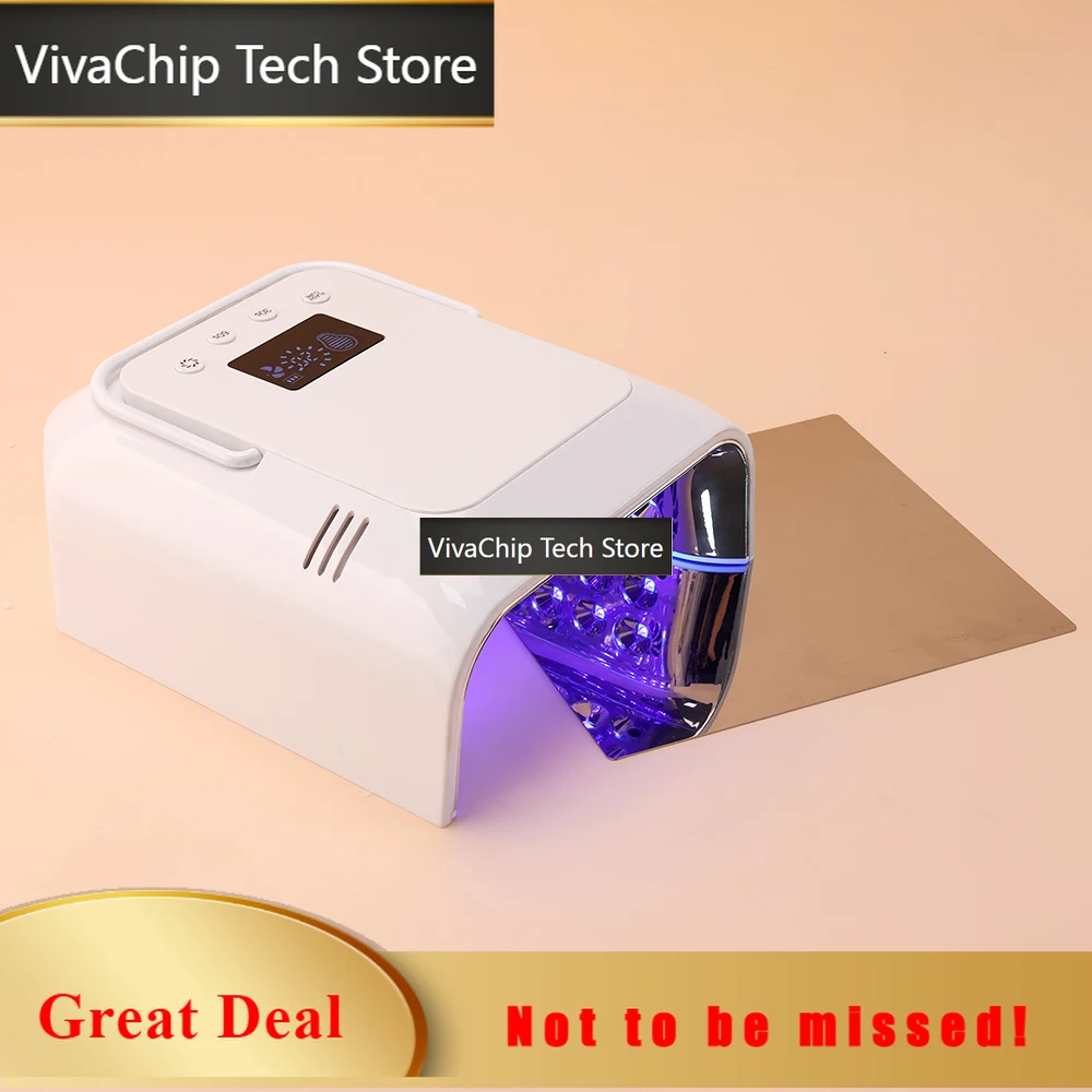 Лампа для маникюра VivaCT2 2-в-1 с вентилятором для отвода тепла, УФ-светодиодная, перезаряжаемая, 108 Вт, беспроводная, для гель-лака, под частной маркой
