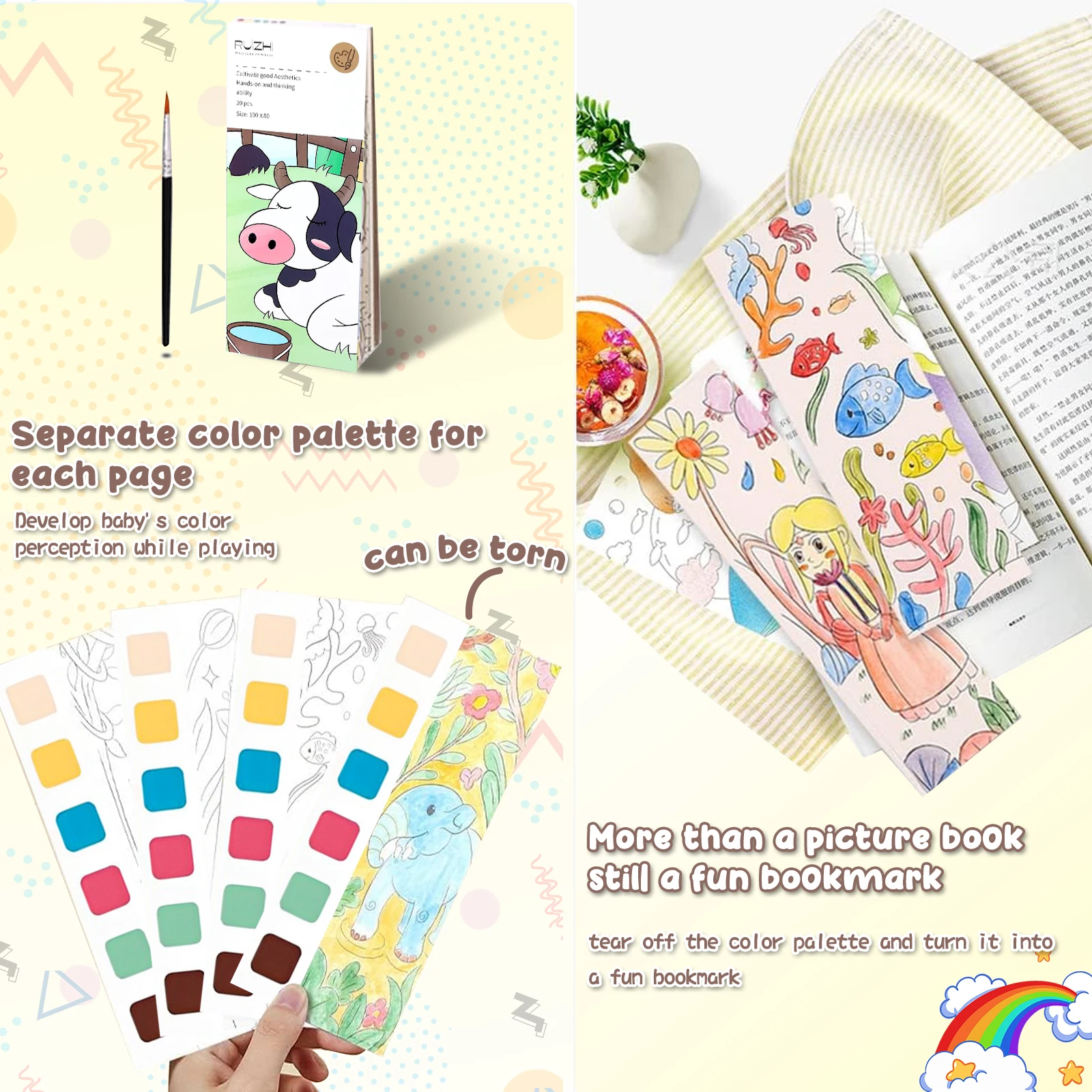 Verf met waterboeken, aquarel kleurboek, zak aquarel boek, reis magische verfset zak handboek geboorte