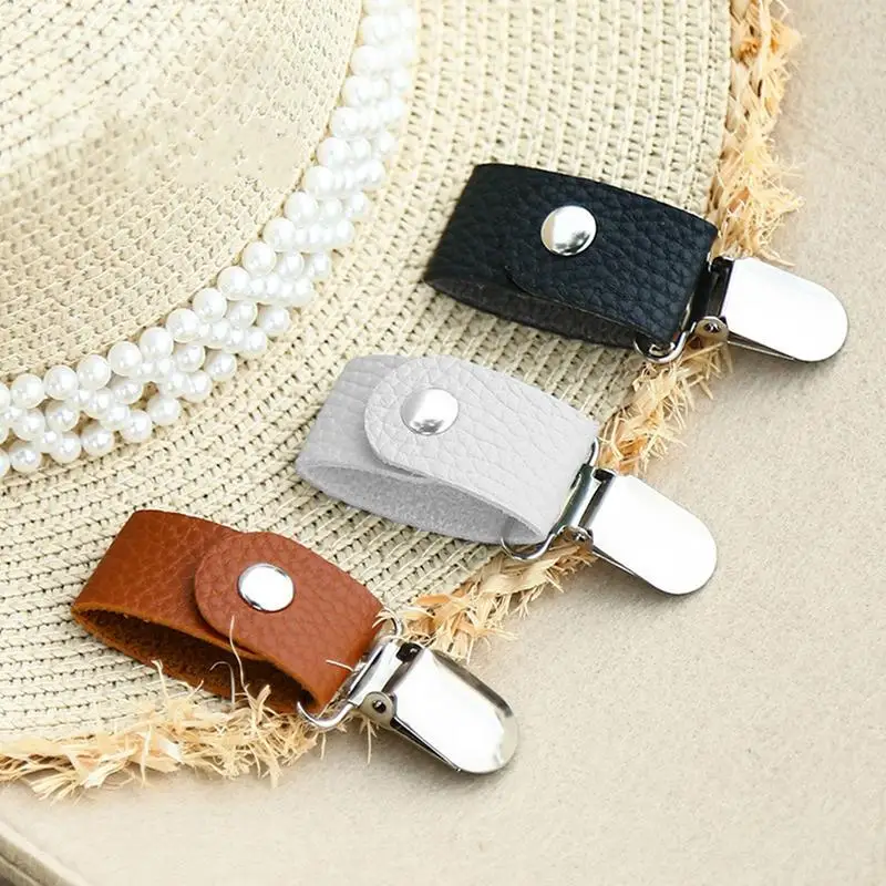 Hat Clip for Travel PU Leather Cap Holder Multifunctional Duckbill Hat Clip for Luggage Purses Bags Protect Hat From Falling