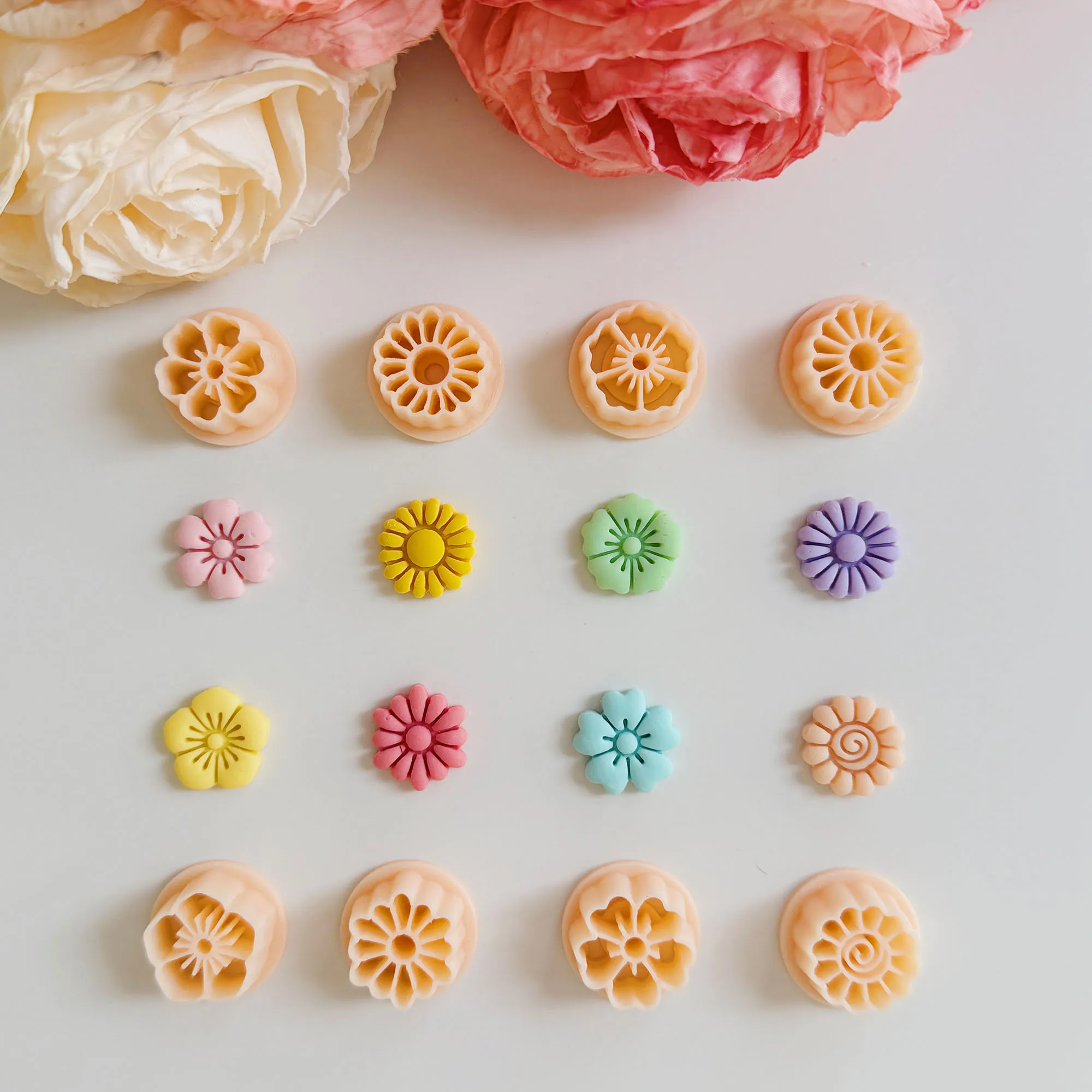 Frühlingsblumen-Ohrstecker aus Polymer-Ton, mehrere Frühlingsblumenschneider, Schneidform für die Herstellung von DIY-Ohrringen, 3D-gedruckte Tonwerkzeuge