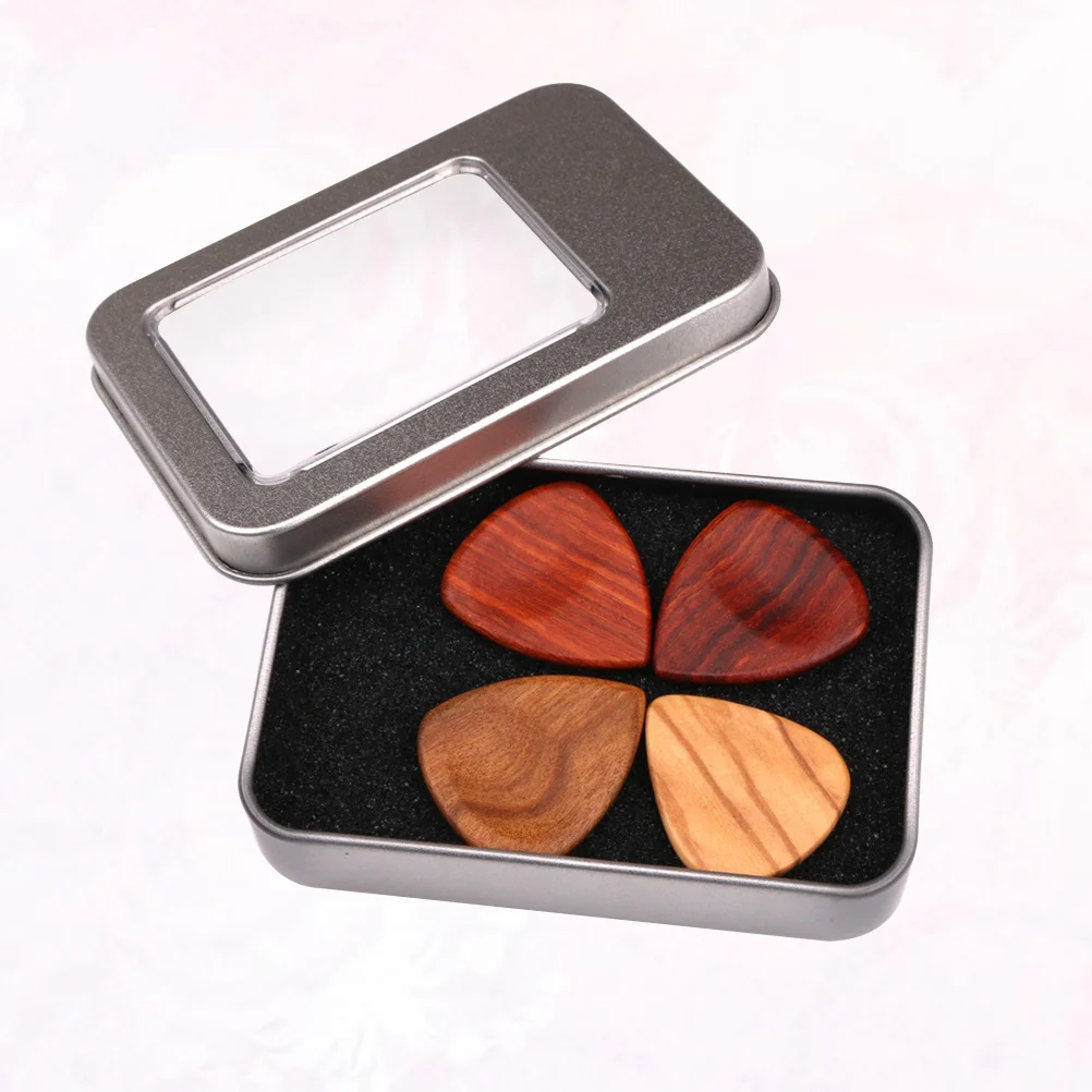 

1Set Guitar Pick Accessories Kit 5 Pieces High Grade Material Pick Collection Holder with Sturdy Iron Guitar Box and 4 Wooden