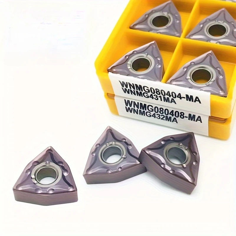 10PCS WNMG080404 MA 10PCS WNMG080408 MA Carbide Inserts Stainless Steel Turning Double Sided 6 Edges