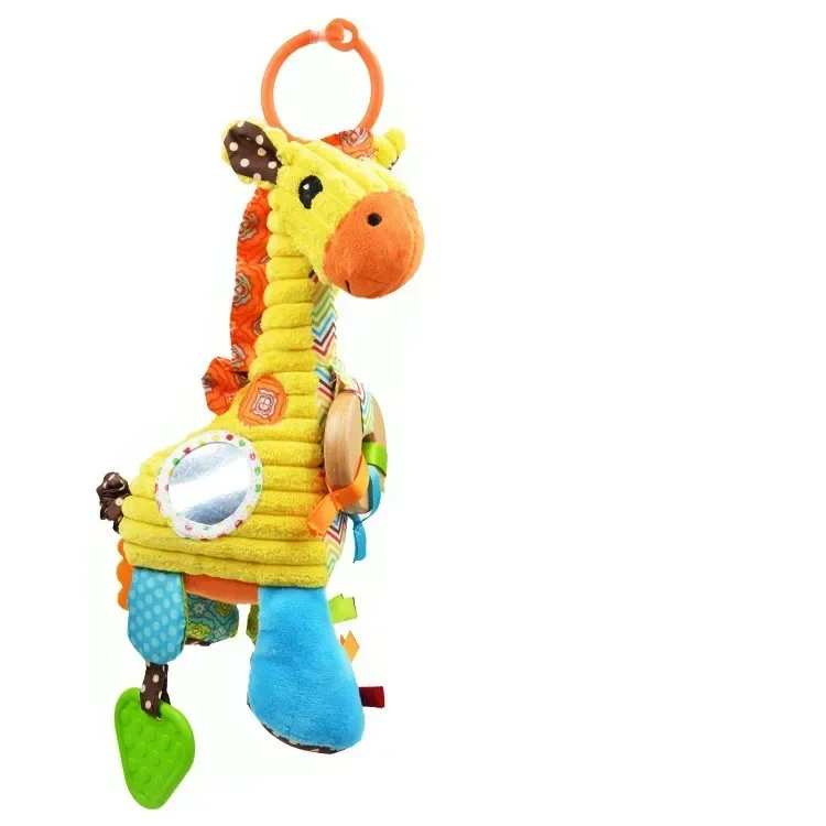 [Funny] Baby toy 100% Safe material Giraffe plush doll Pull bell Multifunctional Bed Hanging appease Educational Teether food