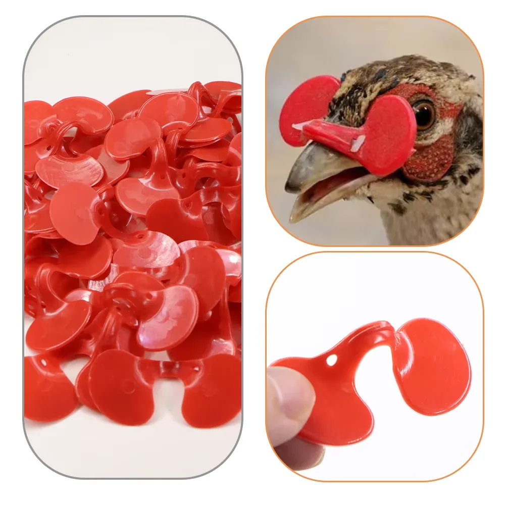 20/50/100PCS Red Anti-pecking Chicken Glasses Plastic Pheasant Goggles Glasses with Bolt Protect Eyes Poultry Farming Equipment