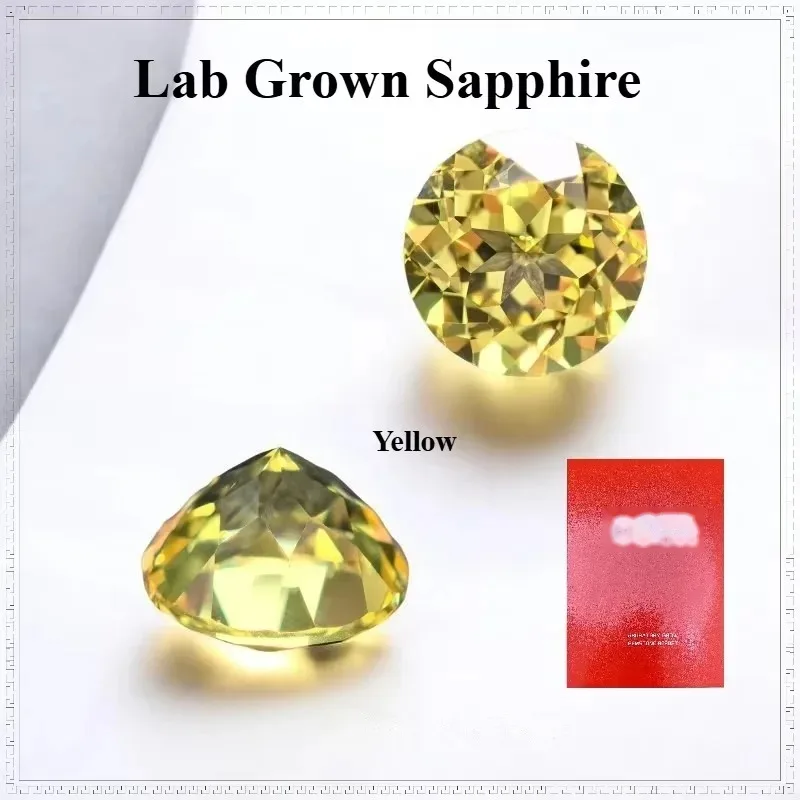 Top Round Cut Lab Grown Sapphire Gemstone For Jewelry Making  Selectable Certificate