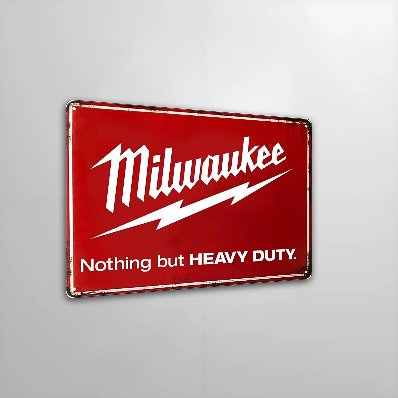 لافتة معدنية عتيقة شديدة التحمل - ديكور حائط من القصدير الأحمر الريفي، لوحة حديدية على طراز آرت ديكو للمنزل أو المرآب أو كهف الرجل أو الجدار- #1