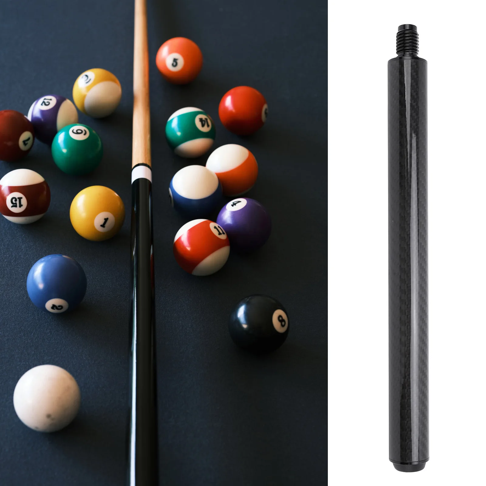 

12in Pool Cue Extension Carbon Fiber Lightweight Billiard Pool Stick Extension For Cuetec Billiard Cue