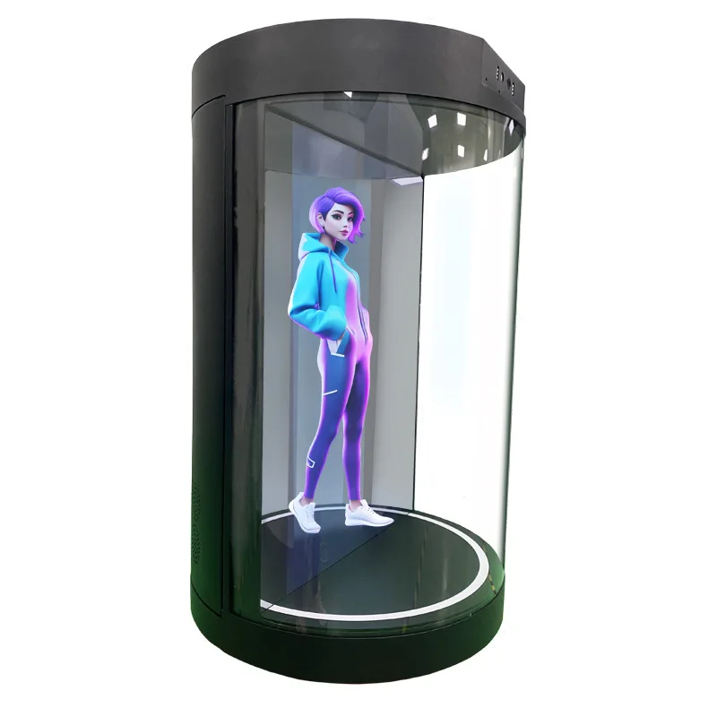 Hot-selling 75-inch Cylindrical Holographic Display Cabinet With 360-degree Rotating Playback Display Cabinet