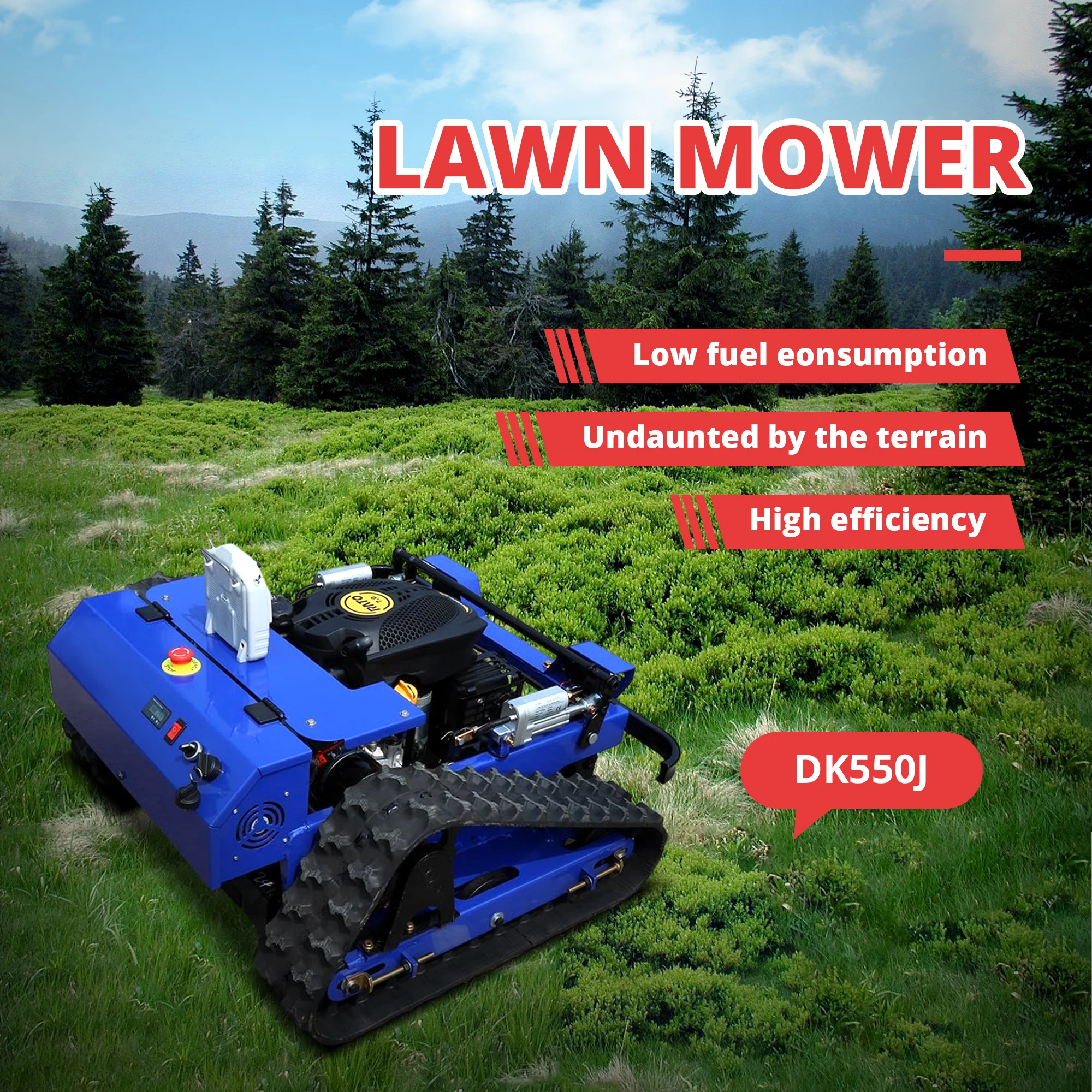 AWY-550 Smart Remote Lawn Mower, 170KG Heavy Machine, 45° Climb Capability, Long Runtime, CE Certified