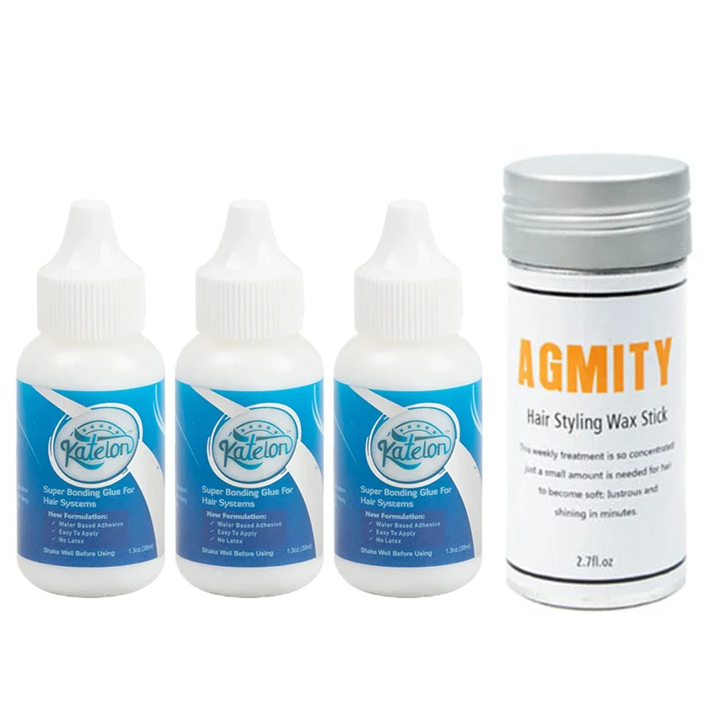 

Оптовая продажа, 1 бутылка, 1,3 унции, 38 мл, клей для парика на шнуровке, суперклей Katelon с 1 бутылкой, 1 унция, 30 мл, желтый засіб для удаления клея для парика