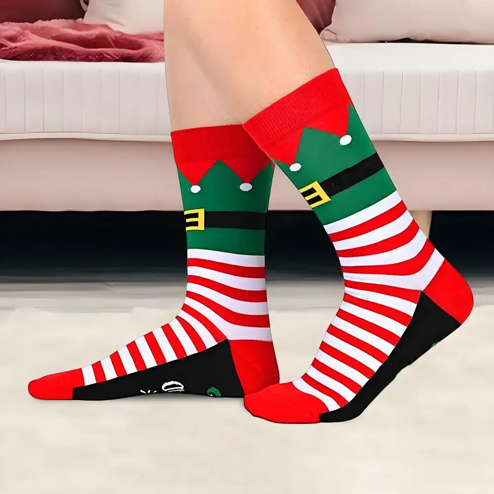 Christmas Cartoon Stockings Holiday Christmas Snowman Winter Socks Cozy High-tube Leg Warmers for Fall Floor Socks Holiday Gift